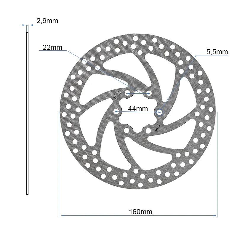 Disque de frein renforcé (2,9mm épaisseur) - 160mm - 6H