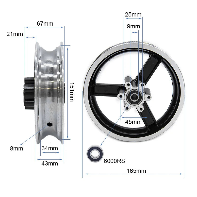 Jante 6/B34mm pour Kugoo kirin M4