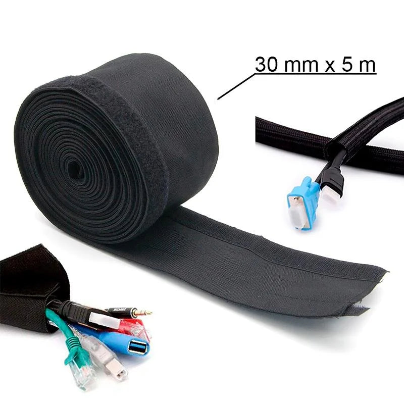Gaine protège câbles en tissu 5M - 30mm diamètre