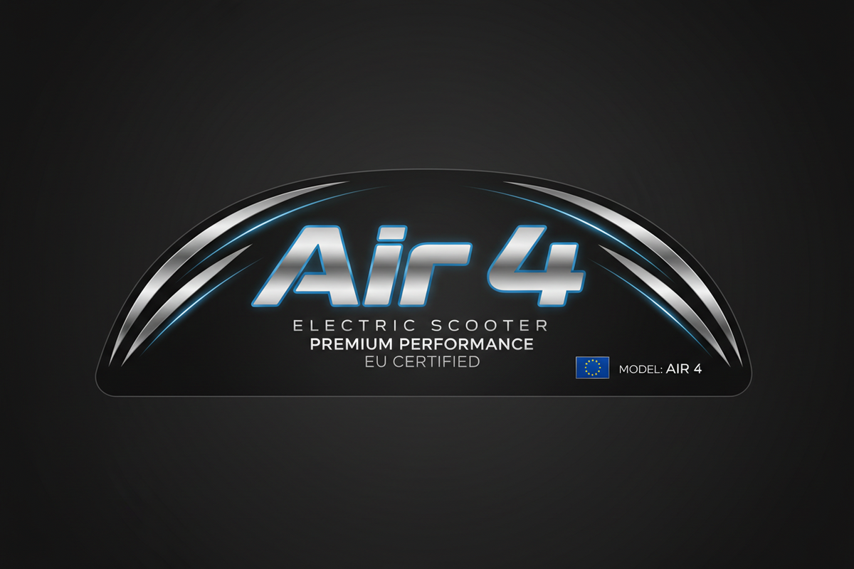 Étiquette de pont de scooter - Air 4, vue principale de face, accessoire et composant d'origine compatible PURE pour scooter électrique haute performance.