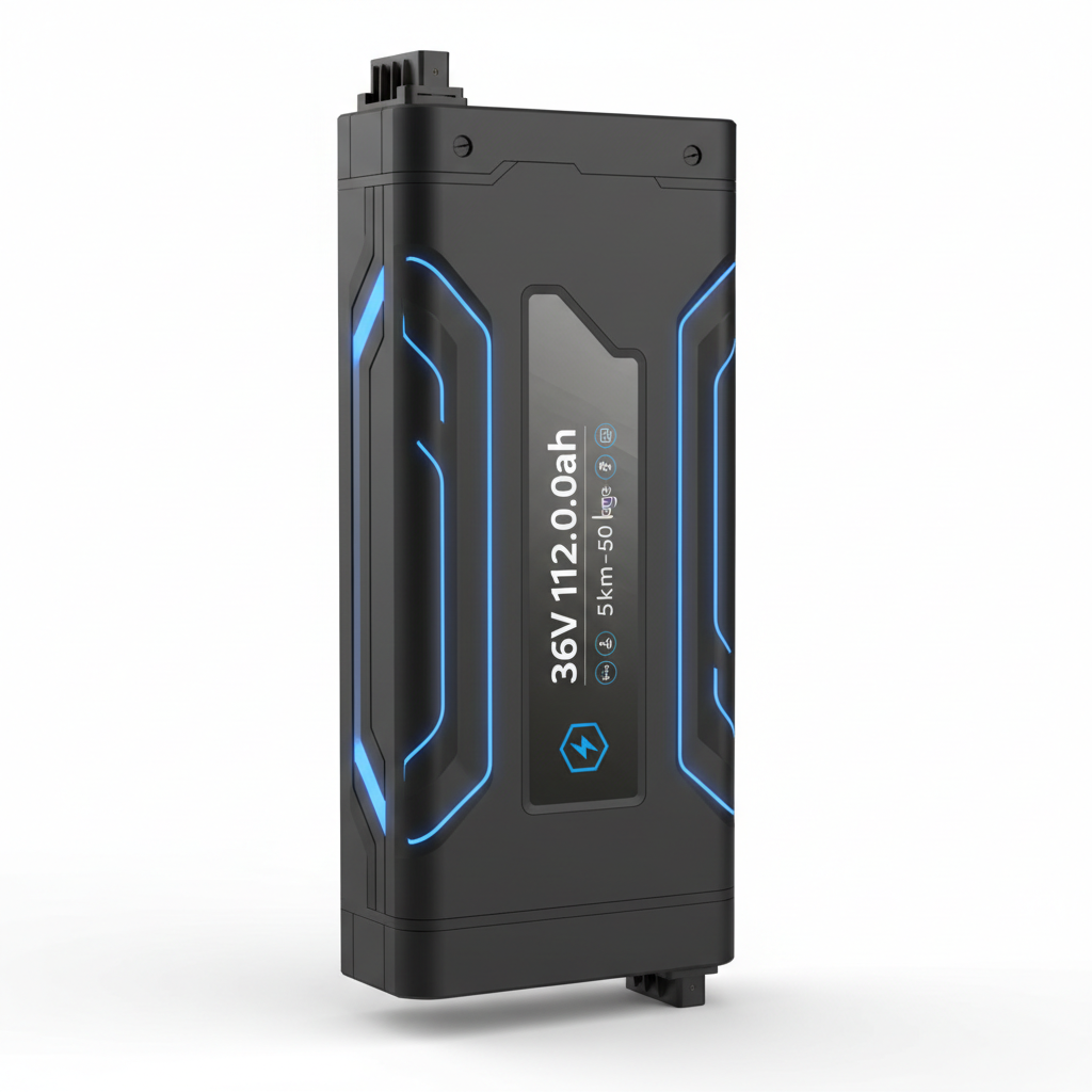 Batterie 50 km 36 V 12,0 Ah., vue principale de face, accessoire et composant d'origine compatible PURE pour véhicule de mobilité urbaine.