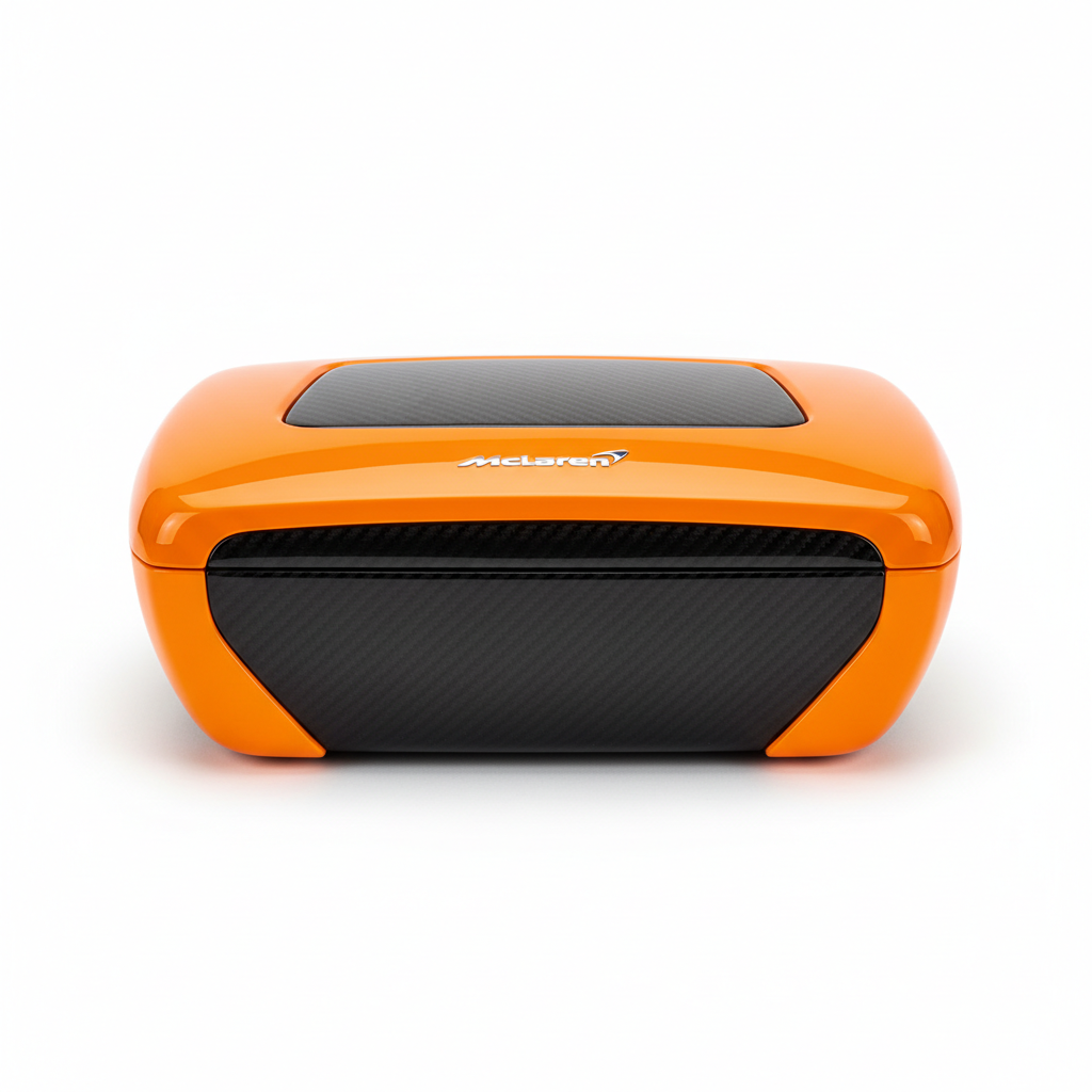 Boîte McClaren, vue principale de face, accessoire et composant d'origine compatible PURE pour véhicule de mobilité urbaine.