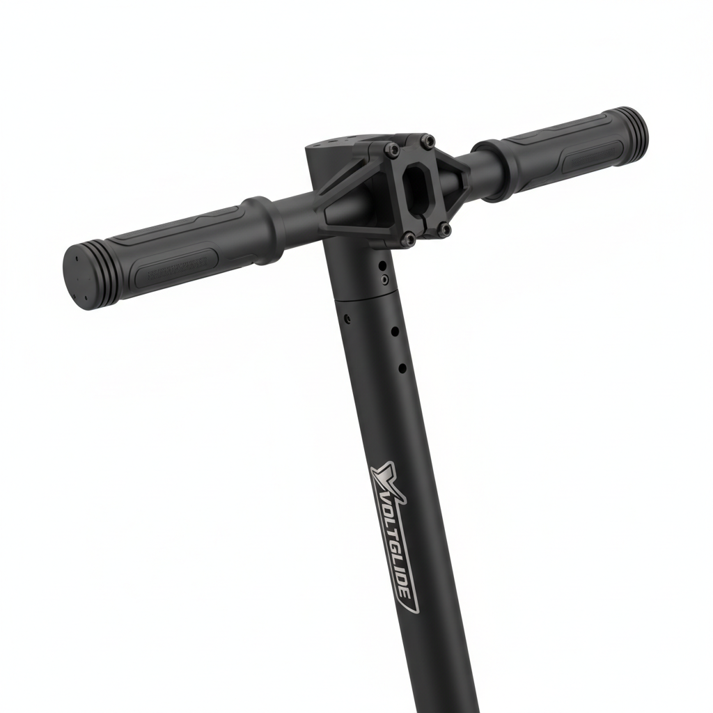 Ensemble de direction complet (autocollant inclus) - Noir, vue principale de face, accessoire et composant d'origine compatible PURE pour véhicule de mobilité urbaine.