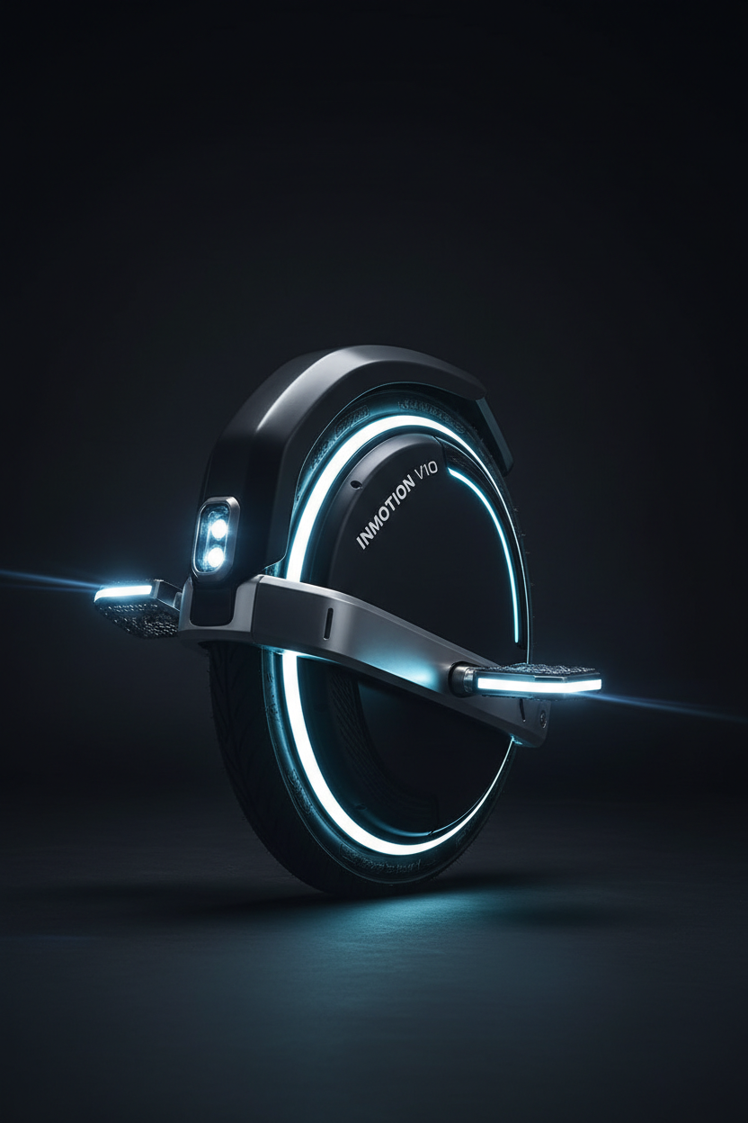 Trottinette électrique à LED légère Inmotion V10, vue principale de face, pièce de rechange certifiée (Trottinette électrique) compatible Blueway pour trottinette électrique.