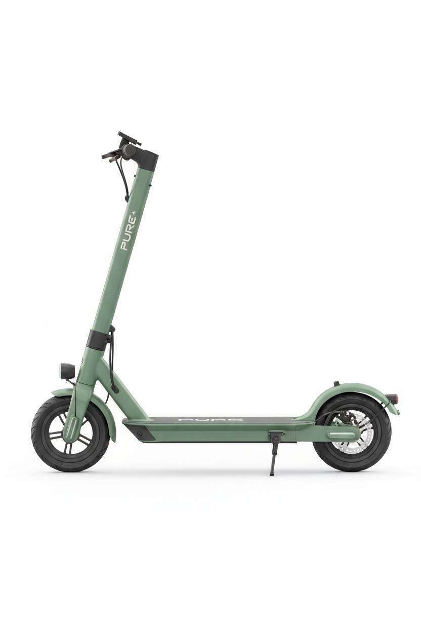 PURE Escape Pro+ Vert Sauge, vue principale de face, accessoire et composant d'origine compatible PURE pour véhicule de mobilité urbaine.