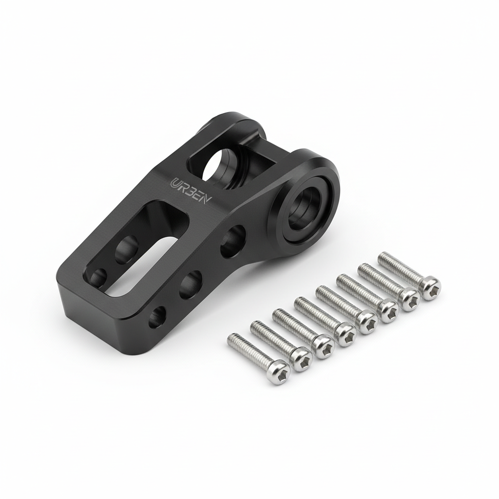 Support de verrouillage arrière et vis, vue principale de face, accessoire et composant d'origine compatible PURE pour véhicule de mobilité urbaine.