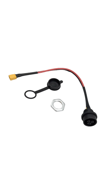 TEVERUN FIGHTER 10 & 10+ &11 &11+ & SUPREME & 7260R & MINI & Q & BLADE MINI ULTRA & SPACE | CONNECTEUR DE CHARGE + CACHE, vue principale de face, pièce de rechange certifiée (Connecteurs) compatible Volt pour trottinette électrique.