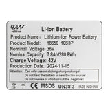 Batterie 36V 7.8A / H avec connecteurs XT30 et JST [EWHEEL]
