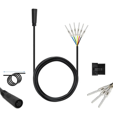 Vue du câble data d'affichage vers contrôleur étanche 8 mm avec connecteur SM, longueur 1,45 m, compatible vélo et trottinette électrique.