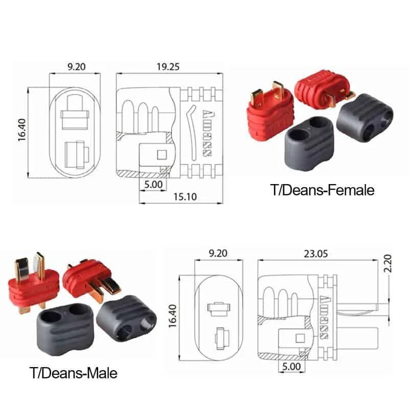 Connecteur T-DEAN Amass avec protecteur - 5M/5F