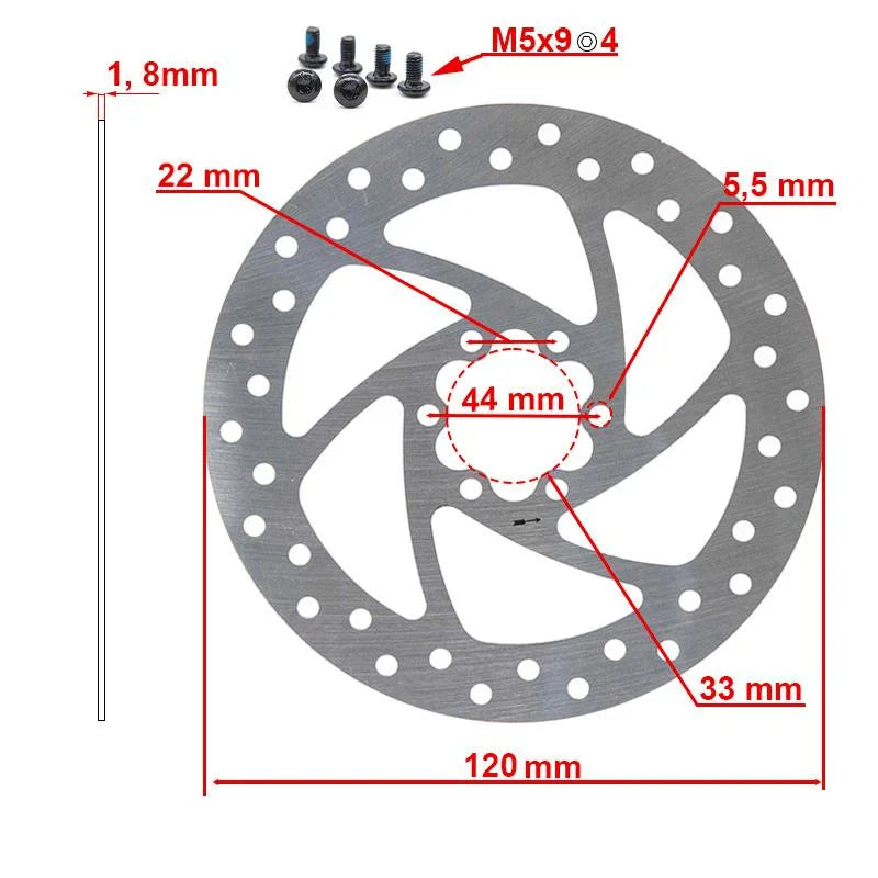 Disque de frein 120mm 6H argent pour Cecotec Outsider/Bongo série A