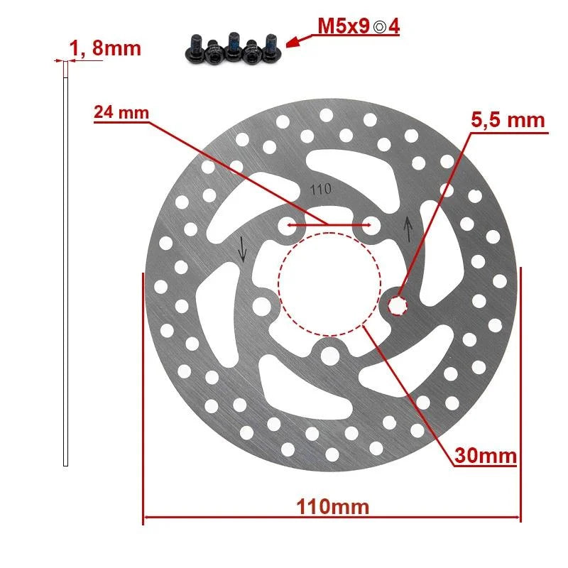 Disque de frein DV5-2 110mm 5H argent pour Xiaomi Essential et 1S nouveau modèle