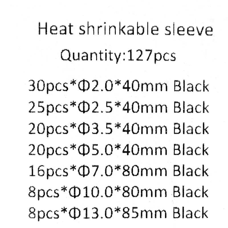 Thermorétractable noir pour Câble - 127 pcs.