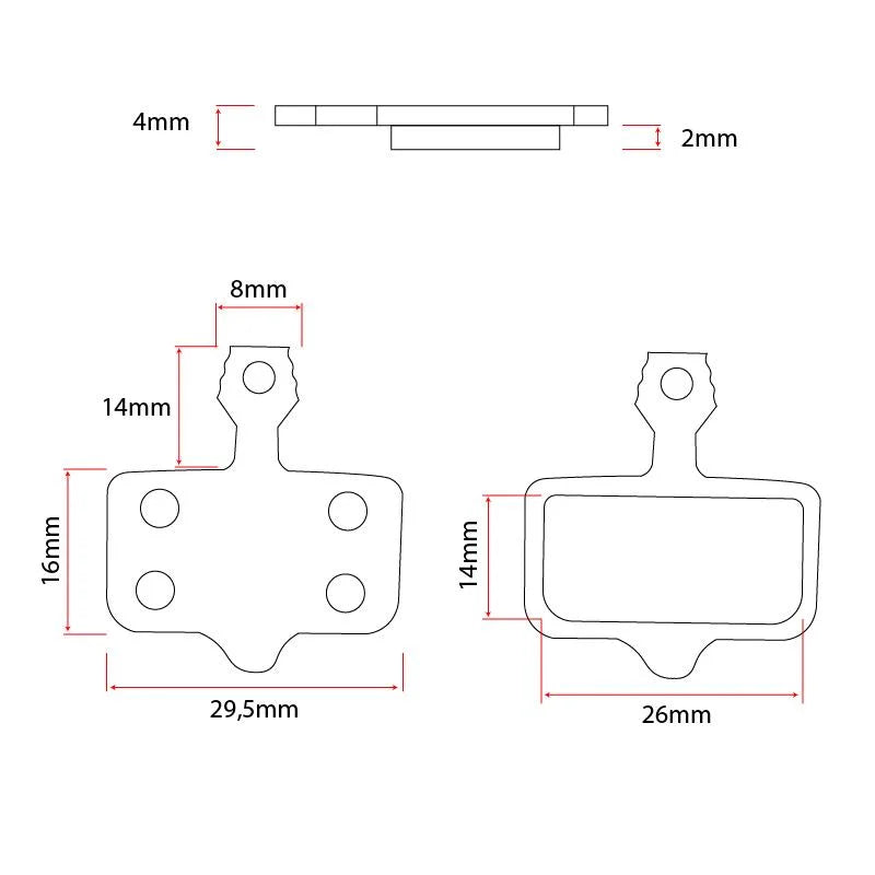 Plaquette de frein RT002-R en résine - 2pcs