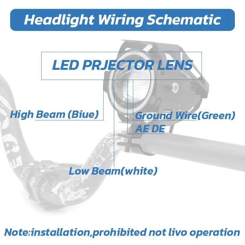 Phare à led U7 12-60V bleu