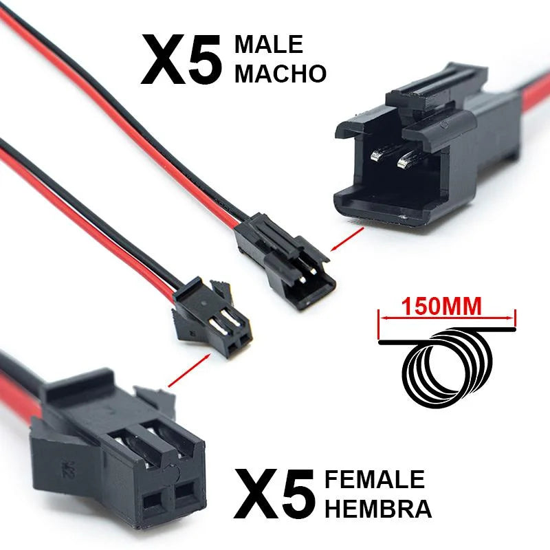 Connecteur SM 2 broches avec câble 22 AWG - 5M/5H