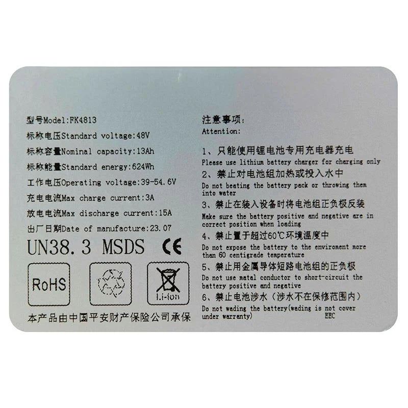 Batterie 48V 13Ah [Ecoxtrem] - 100 pcs.