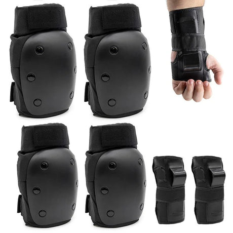 Détail du kit de protection des articulations taille M avec genouillères, coudières et protège-poignets offrant confort, maintien et protection contre les chocs.