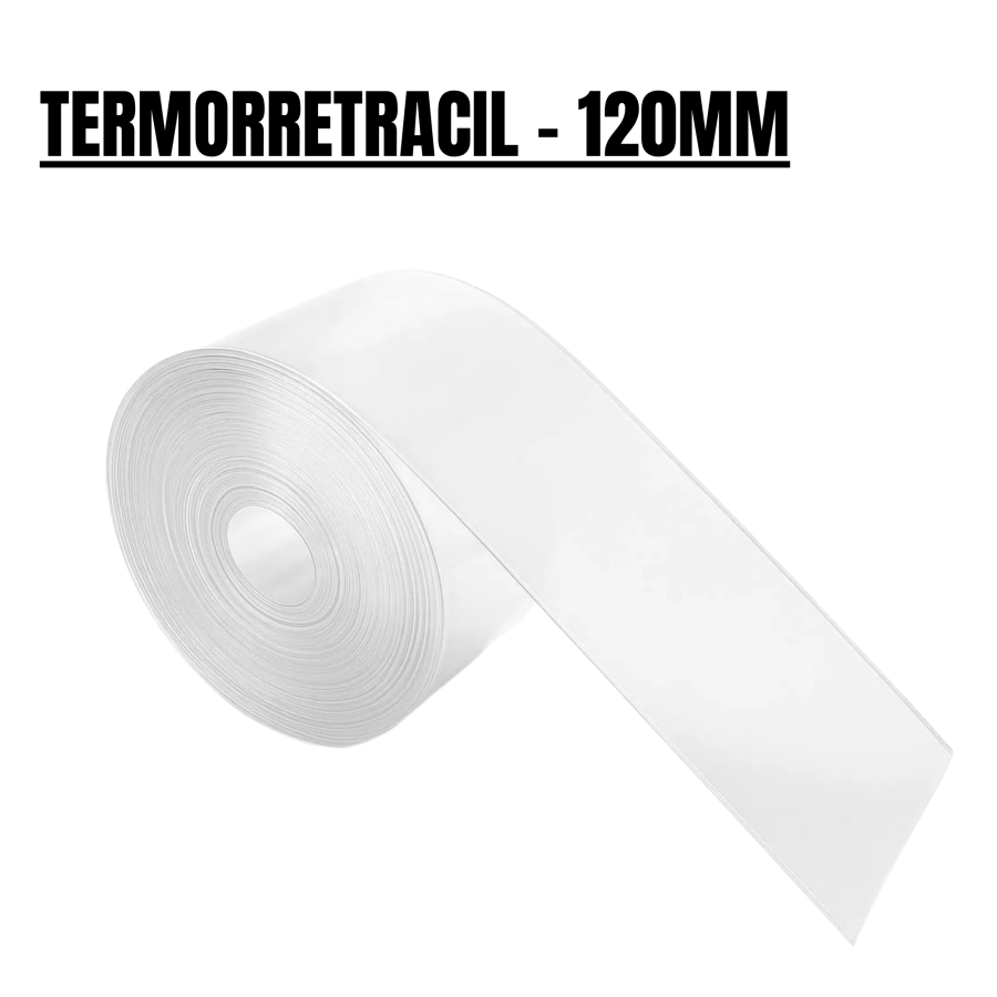 Tubo termorretractil transparente para baterias – 120mm [1m]