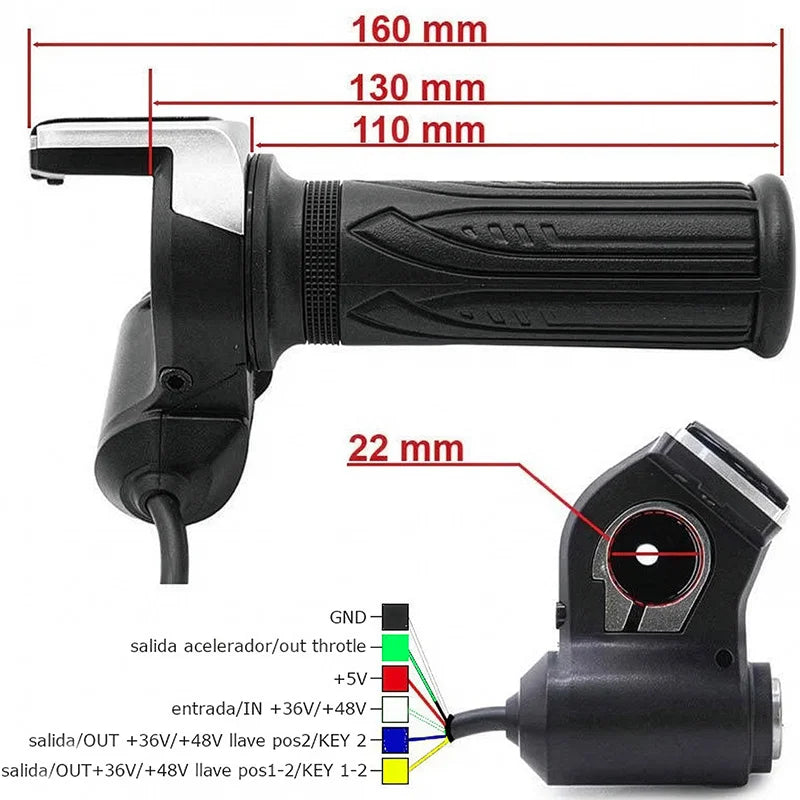 Accélérateur à main avec indicateur de batterie (36V) et clé - connecteur SM