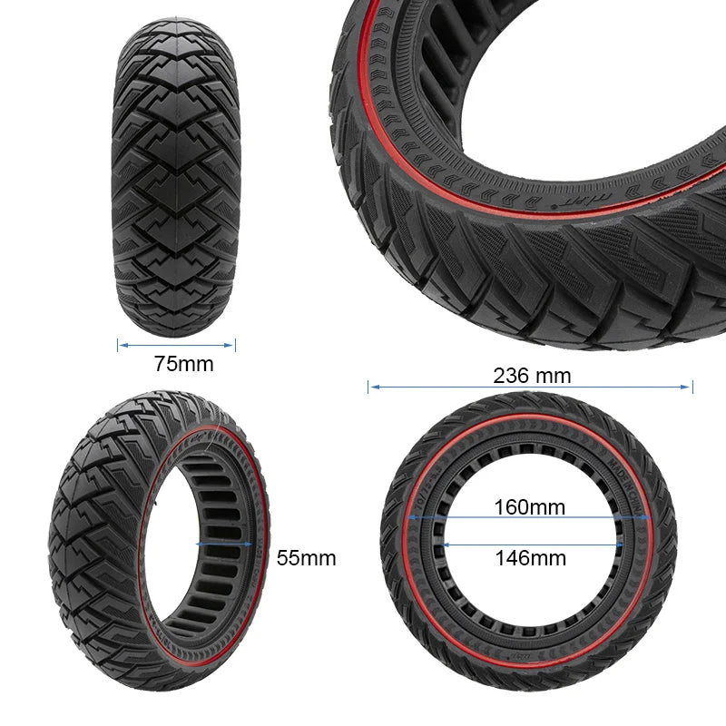 Pneu plein off-road 70/75-6,5 ligne rouge