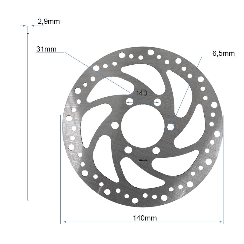 Disque de frein R6,2 140mm 6H argent - 48mm avec epaisseur 2,9mm