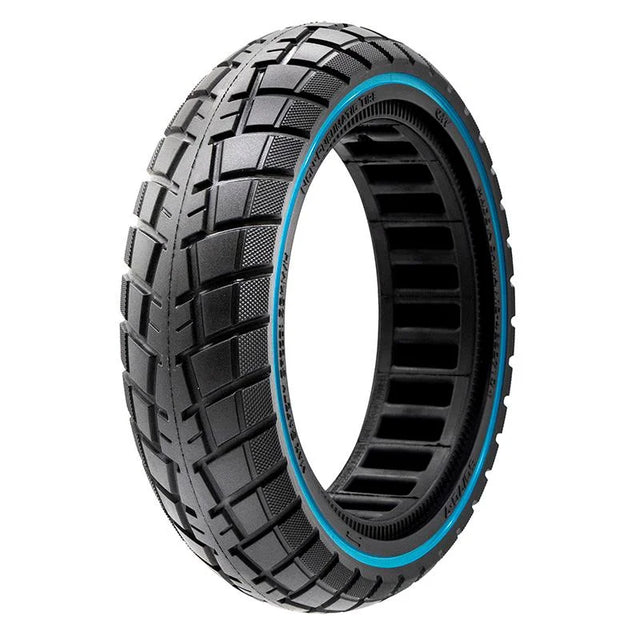 Pneu plein ultraléger Offroad 60/70-7 B50 avec ligne bleue Ewheel pour trottinette électrique, conçu pour offrir une excellente adhérence sur terrains variés sans risque de crevaison.