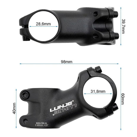 Potence pour guidon 31,8 mm EWPM-004 avec élévation de 25 mm, pièce de remplacement robuste en aluminium pour vélo ou trottinette électrique.