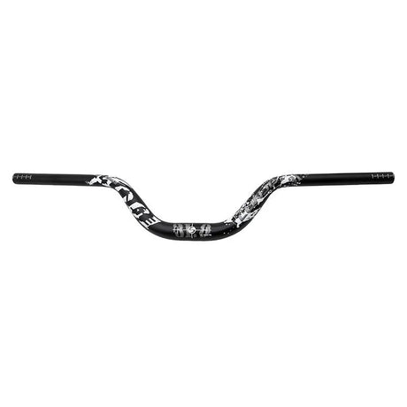 Guidon noir de 720 mm avec élévation de 90 mm, conçu pour vélo et VTT, offrant une position de conduite confortable et un meilleur contrôle.