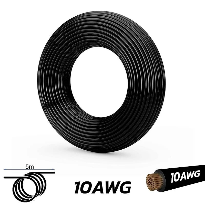 Câble noir 10 AWG - 5M
