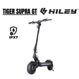 Trottinette électrique Hiley Tiger Supra Pro Edition noire avec double suspension, pneus larges et finition noire, vue de profil sur fond blanc.