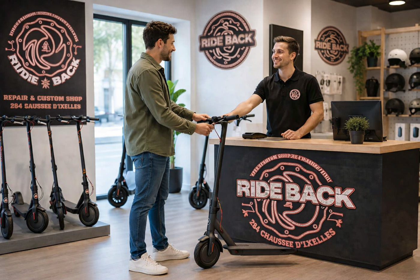 image-libre-droit-ia-achats-trottinettes-rideback-be-vente-mobilite-electrique-design-moderne