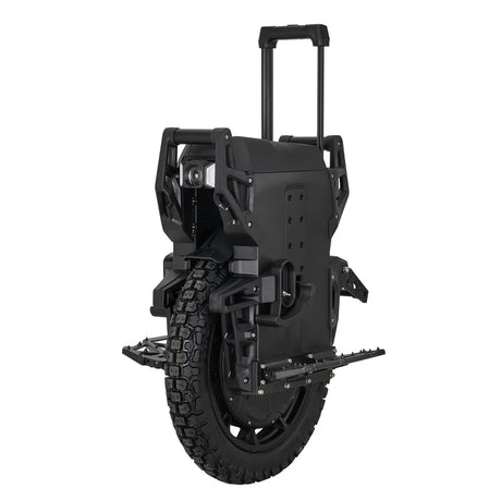 Détail de la monoroue Leaperkim Lynx S avec suspension 66 lb, batterie 2700 Wh et pneu tout-terrain Kenda, adaptée aux terrains variés et aux longues sorties.
