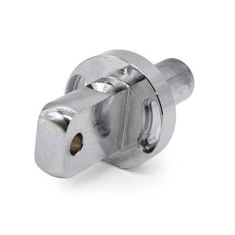 Charnière inférieure V1 avec finition droite Minimotors présentée sous un autre angle, montrant les points de fixation et la conception renforcée de la pièce.