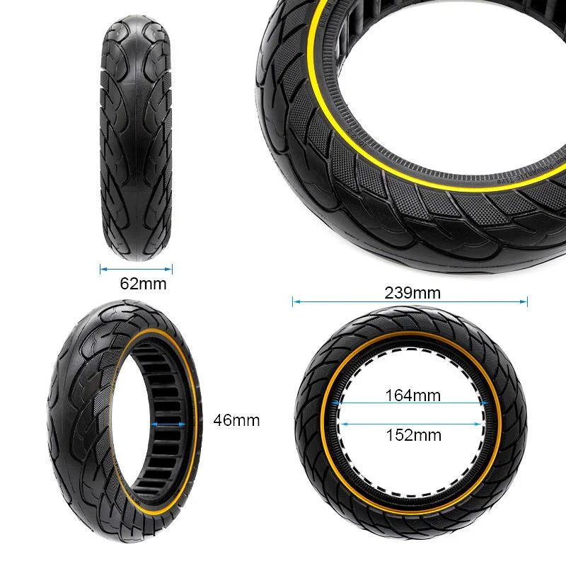 Pneu plein ultraléger 10x2,5--6,5/B44 - ligne jaune [Nedong]