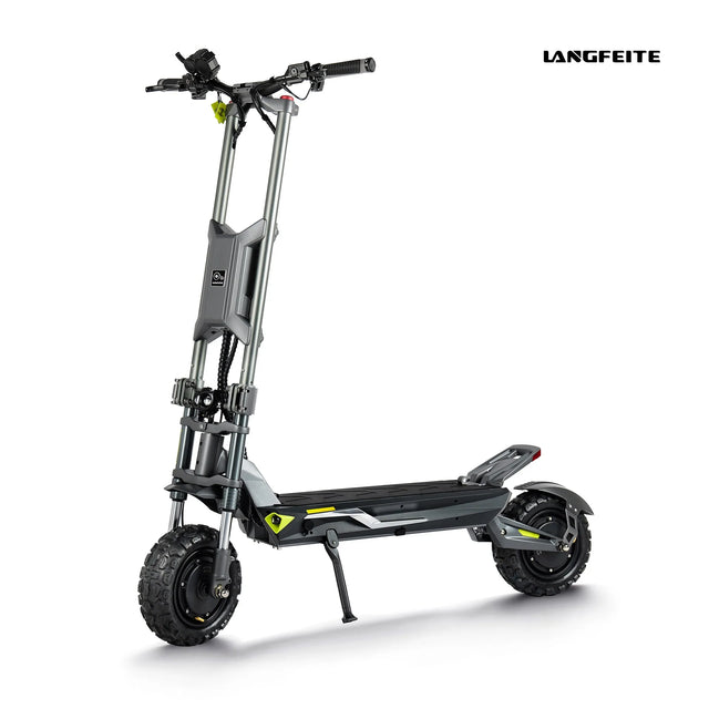 Trottinette électrique Langfeite H1 Dual 72V 35Ah avec double moteur haute puissance, batterie grande capacité, roues tout-terrain et suspensions renforcées.