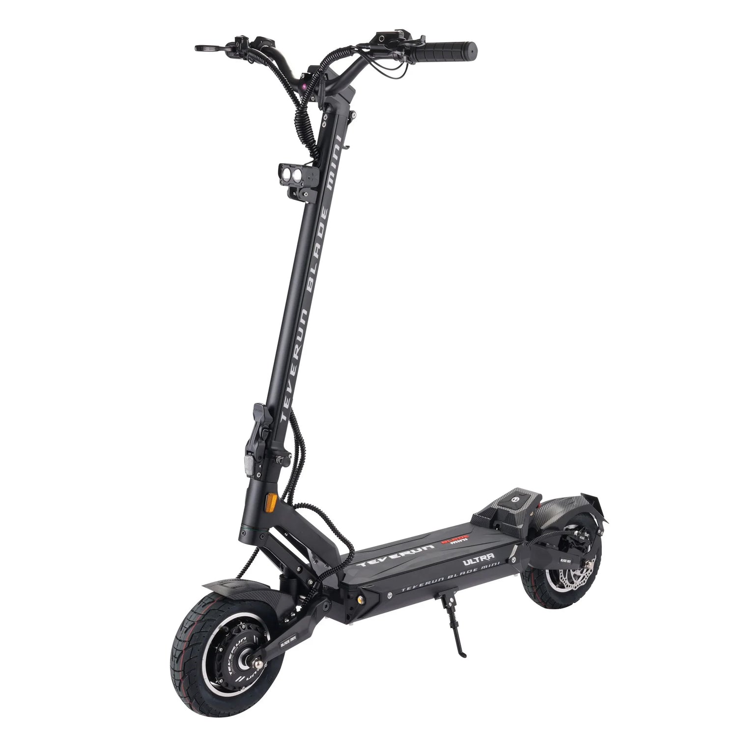 Trottinette électrique Teverun Blade Mini Ultra 60V 27Ah avec double moteur puissant, roues 11 pouces, suspensions performantes et grande autonomie.