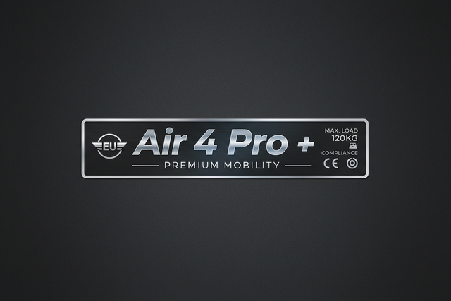 Étiquette de deck de trottinette - Air 4 Pro +, vue principale de face, accessoire et composant d'origine compatible PURE pour trottinette électrique.