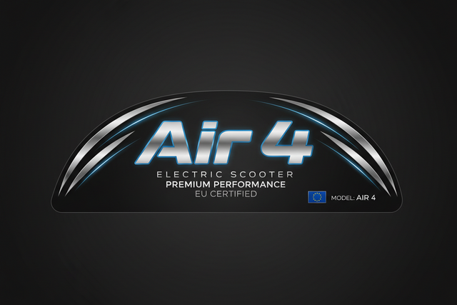 Étiquette de pont de scooter - Air 4, vue principale de face, accessoire et composant d'origine compatible PURE pour scooter électrique haute performance.