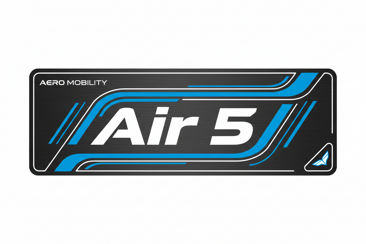 Étiquette de pont de scooter - Air 5, vue principale de face, accessoire et composant d'origine compatible PURE pour scooter électrique haute performance.
