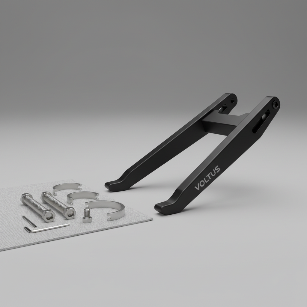 Béquille latérale et fixations, vue principale de face, accessoire et composant d'origine compatible PURE pour véhicule de mobilité urbaine.