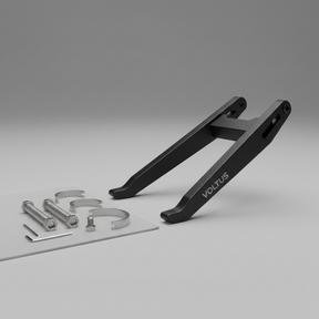 Béquille latérale et fixations, vue principale de face, accessoire et composant d'origine compatible PURE pour véhicule de mobilité urbaine.