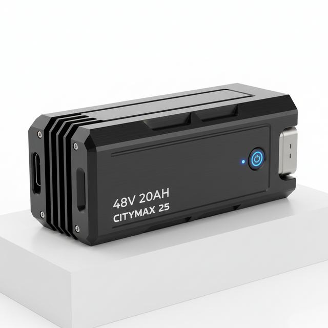 Batterie pour CityMax 25 48V-20AH, vue principale de face, pièce de rechange certifiée (Batteries) compatible Blueway pour véhicule de mobilité urbaine.