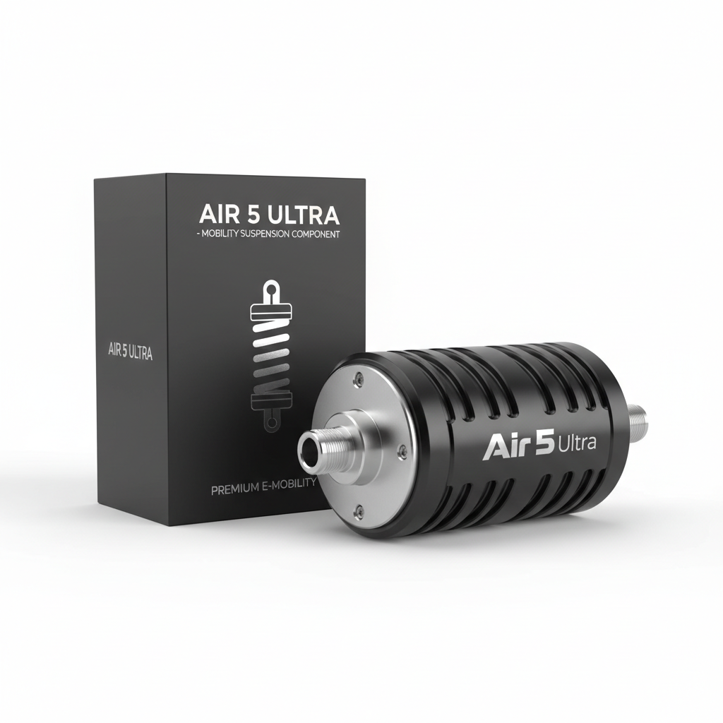 Boîte de suspension Air 5 Ultra, vue principale de face, accessoire et composant d'origine compatible PURE pour véhicule de mobilité urbaine.