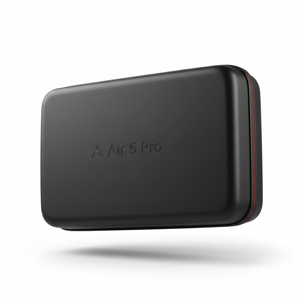 Boîte extérieure Air 5 Pro, vue principale de face, accessoire et composant d'origine compatible PURE pour véhicule de mobilité urbaine.