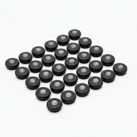 Bouchons en caoutchouc pour Scooter Deck (Noir), vue principale de face, accessoire et composant d'origine compatible PURE pour scooter électrique haute performance.