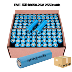 Pack 100 Cellules 18650 2550mAh-7.65A [EVE]