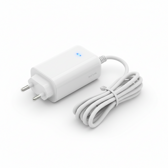 Chargeur UE - 36v 1,5A, vue principale de face, accessoire et composant d'origine compatible PURE pour véhicule de mobilité urbaine.