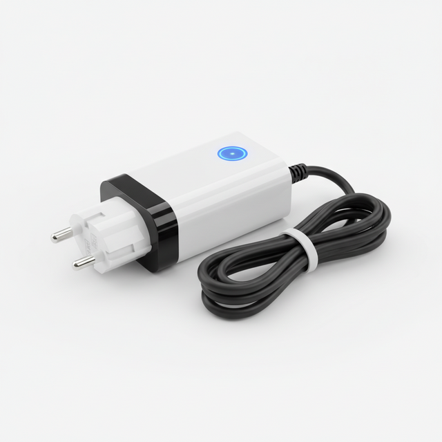 Chargeur UE - 48v, vue principale de face, accessoire et composant d'origine compatible PURE pour véhicule de mobilité urbaine.