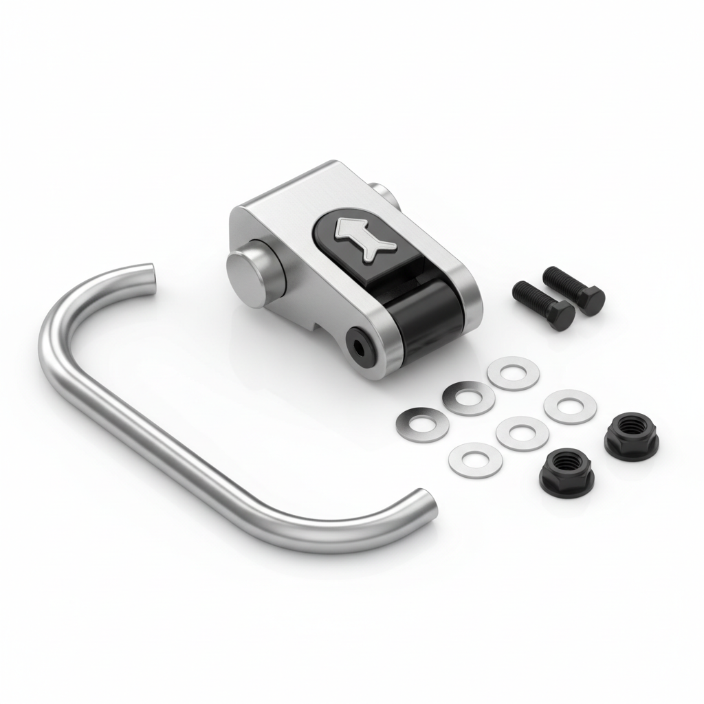 Ensemble de boucle de verrouillage du pivot de fourche, vue principale de face, accessoire et composant d'origine compatible PURE pour véhicule de mobilité urbaine.